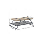 47" Natural and Gray Metal Sled Coffee Table With Shelf