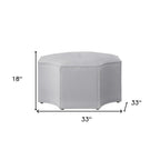 33" Silver Faux Leather Tufted Octagonal Cocktail Ottoman