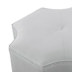 33" Silver Faux Leather Tufted Octagonal Cocktail Ottoman