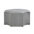 33" Silver Faux Leather Tufted Octagonal Cocktail Ottoman