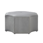 33" Silver Faux Leather Tufted Octagonal Cocktail Ottoman
