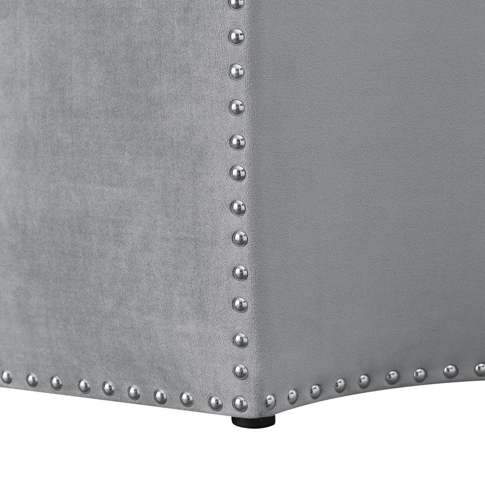 33" Silver Faux Leather Tufted Octagonal Cocktail Ottoman