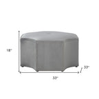 33" Silver Faux Leather Tufted Octagonal Cocktail Ottoman