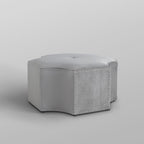 33" Silver Faux Leather Tufted Octagonal Cocktail Ottoman