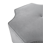 33" Silver Faux Leather Tufted Octagonal Cocktail Ottoman