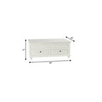 48" White Wood Lift Top Solid Coffee Table With Two Drawers
