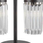 18" Black Iron Two Light Cylinder Bedside Table Lamp With Clear Cylinder Shade