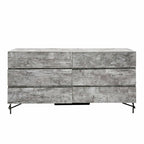61" Gray Wood Six Drawer Double Dresser