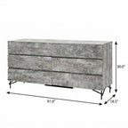 61" Gray Wood Six Drawer Double Dresser