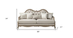86" Brown And Beige Upholstered Solid Wood Sofa With Toss Pillows