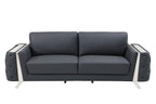 90" Beige Italian Leather Sofa With Gold Legs