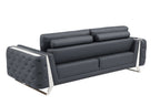 90" Beige Italian Leather Sofa With Gold Legs