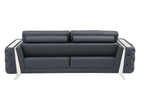 90" Beige Italian Leather Sofa With Gold Legs