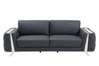 90" Beige Italian Leather Sofa With Gold Legs