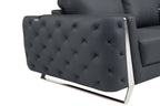 90" Beige Italian Leather Sofa With Gold Legs