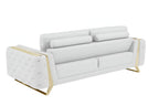 90" Beige Italian Leather Sofa With Gold Legs