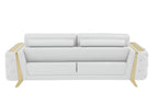 90" Beige Italian Leather Sofa With Gold Legs