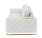 90" Beige Italian Leather Sofa With Gold Legs