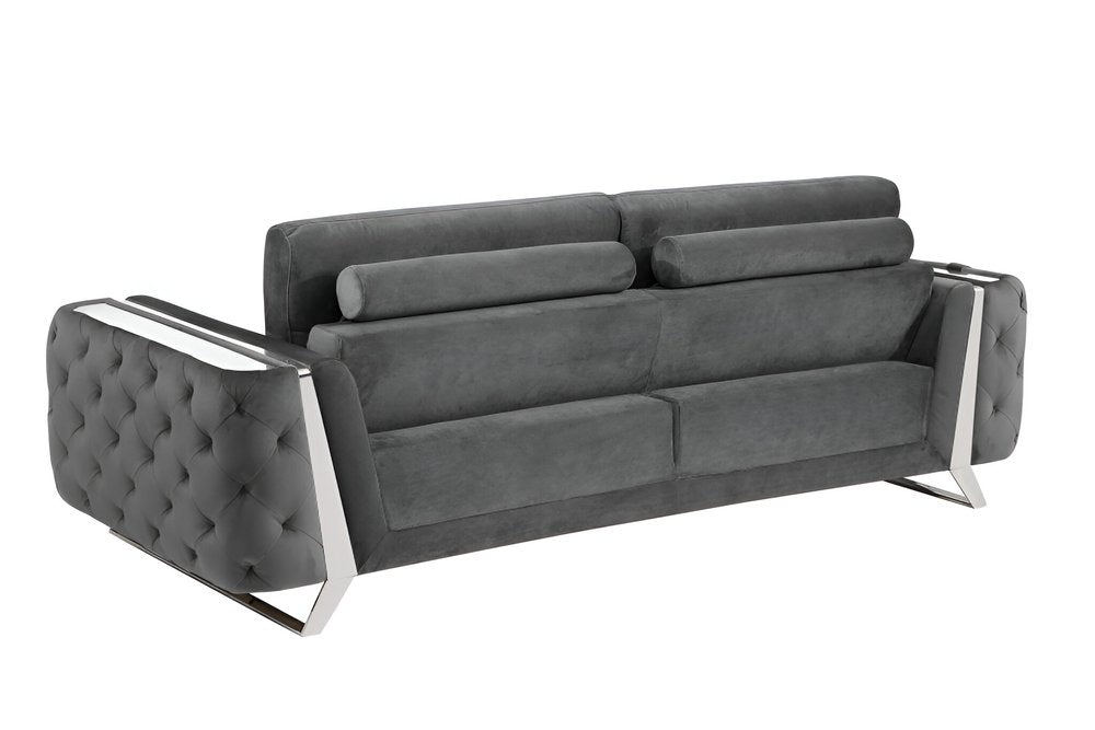 90" Beige Velvet Sofa With Gold Legs