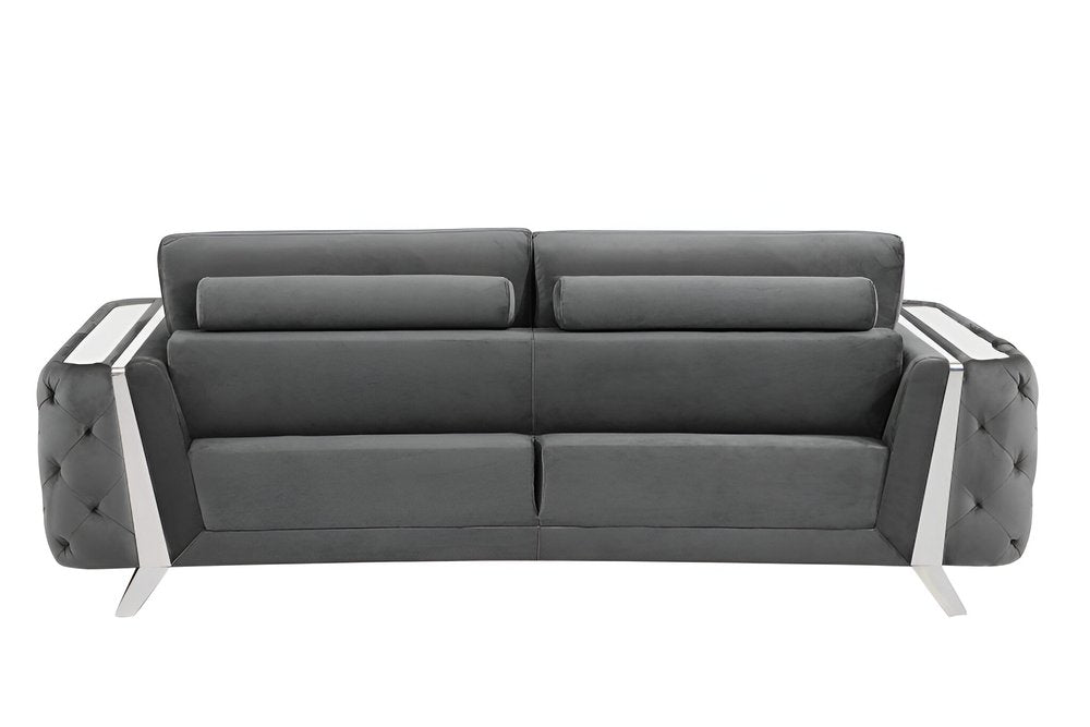 90" Beige Velvet Sofa With Gold Legs
