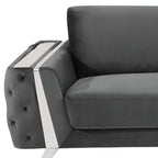 90" Beige Velvet Sofa With Gold Legs