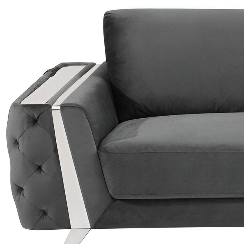 90" Beige Velvet Sofa With Gold Legs