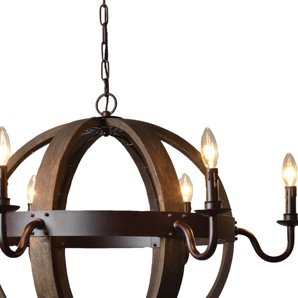 Brown Unique Statement Six Light Metal Chandelier