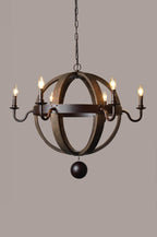 Brown Unique Statement Six Light Metal Chandelier
