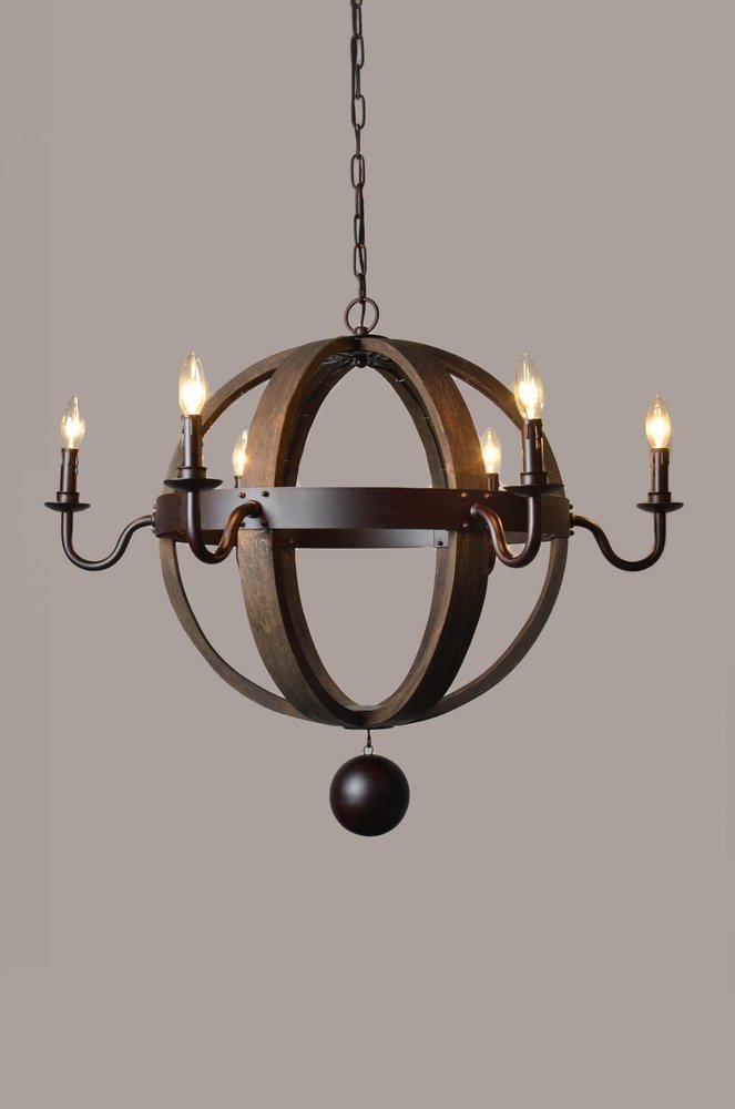 Brown Unique Statement Six Light Metal Chandelier