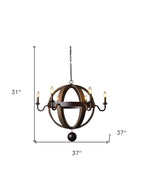 Brown Unique Statement Six Light Metal Chandelier