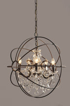 Bronze Unique Statement Five Light Metal Chandelier