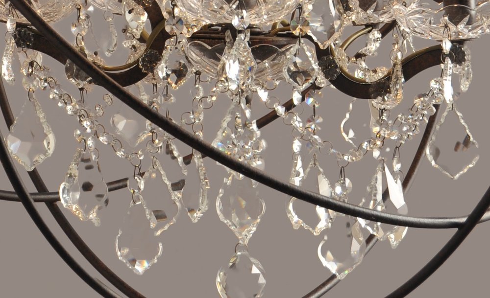 Bronze Unique Statement Five Light Metal Chandelier