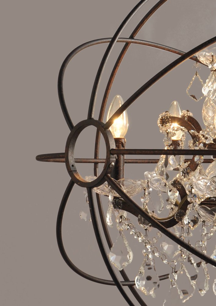 Bronze Unique Statement Five Light Metal Chandelier
