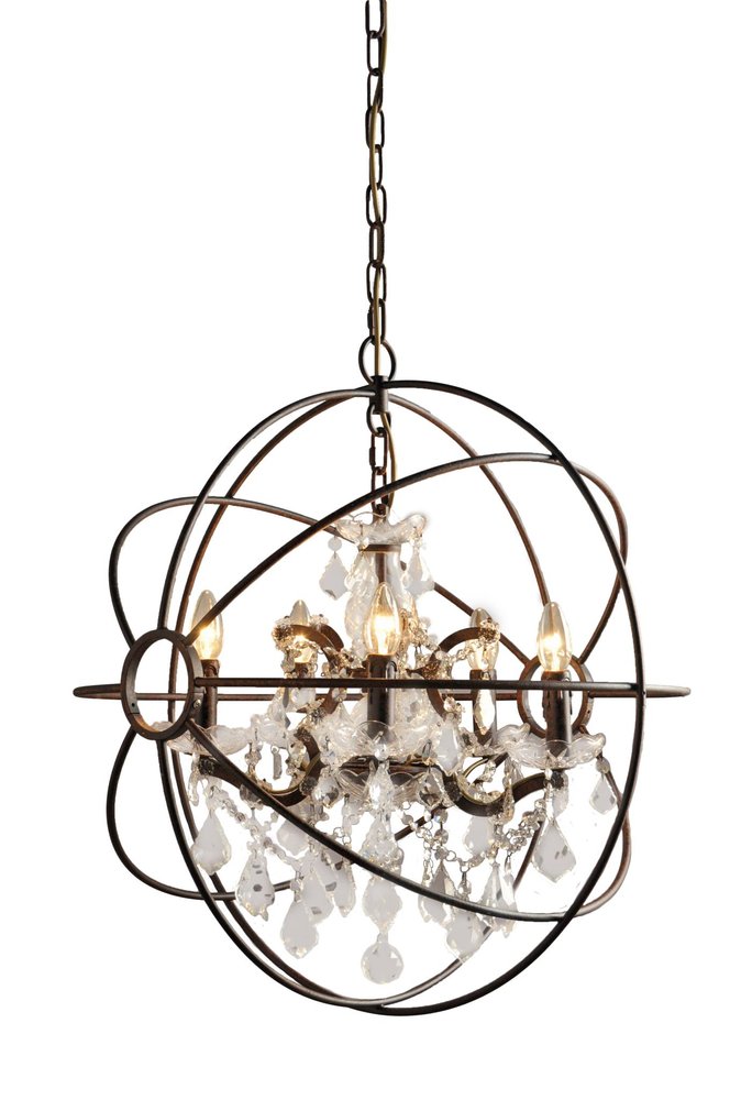 Bronze Unique Statement Five Light Metal Chandelier