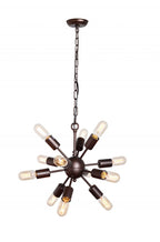 Brown Sputnik Twelve Light Metal Chandelier