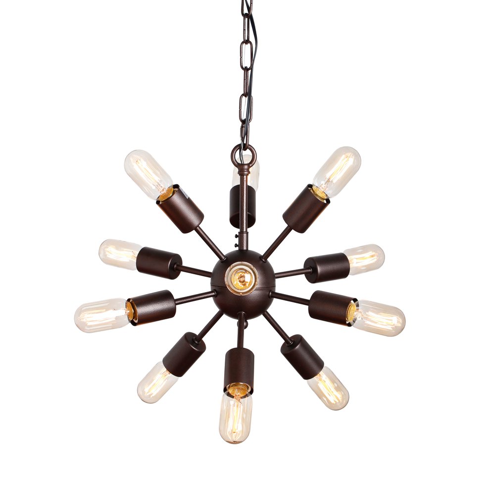 Brown Sputnik Twelve Light Metal Chandelier