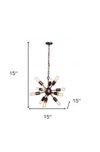 Brown Sputnik Twelve Light Metal Chandelier