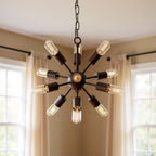 Brown Sputnik Twelve Light Metal Chandelier