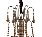 Brown Candle Style Six Light Wood Chandelier