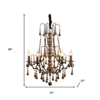 Brown Candle Style Six Light Wood Chandelier