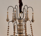 Brown Candle Style Six Light Wood Chandelier