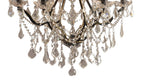 Black Candle Style Six Light Metal and Crystal Glass Chandelier