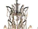 Black Candle Style Six Light Metal and Crystal Glass Chandelier