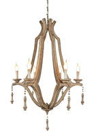 Brown Candle Style Six Light Metal Chandelier