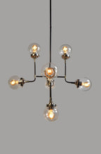 Silver Sputnik Eight Light Metal Chandelier With Clear Shades