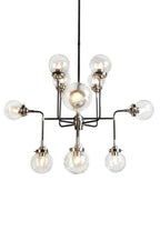 Black And White Sputnik Eight Light Metal Chandelier With Clear Shades
