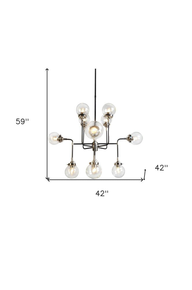 Black And White Sputnik Eight Light Metal Chandelier With Clear Shades