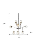 Black And White Sputnik Eight Light Metal Chandelier With Clear Shades