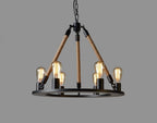 Brown And Black Unique Statement Six Light Metal Chandelier