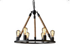 Brown And Black Unique Statement Six Light Metal Chandelier